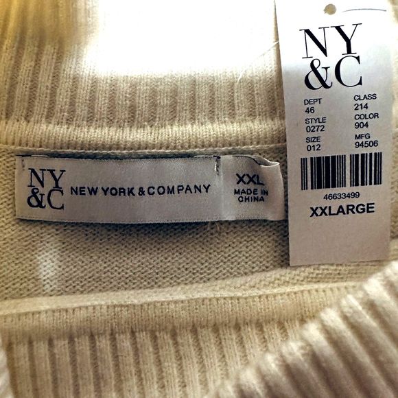 New York & Co. Winter White Button-Detail Cowl-Neck Tunic Sweater XXL - Picture 3 of 3